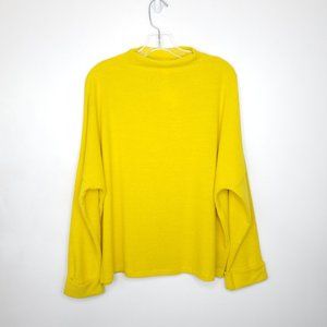 H & M Mustard Yellow Soft Stretchy Drop Shoulder Mock Neck Sweater Top NEW Sz L